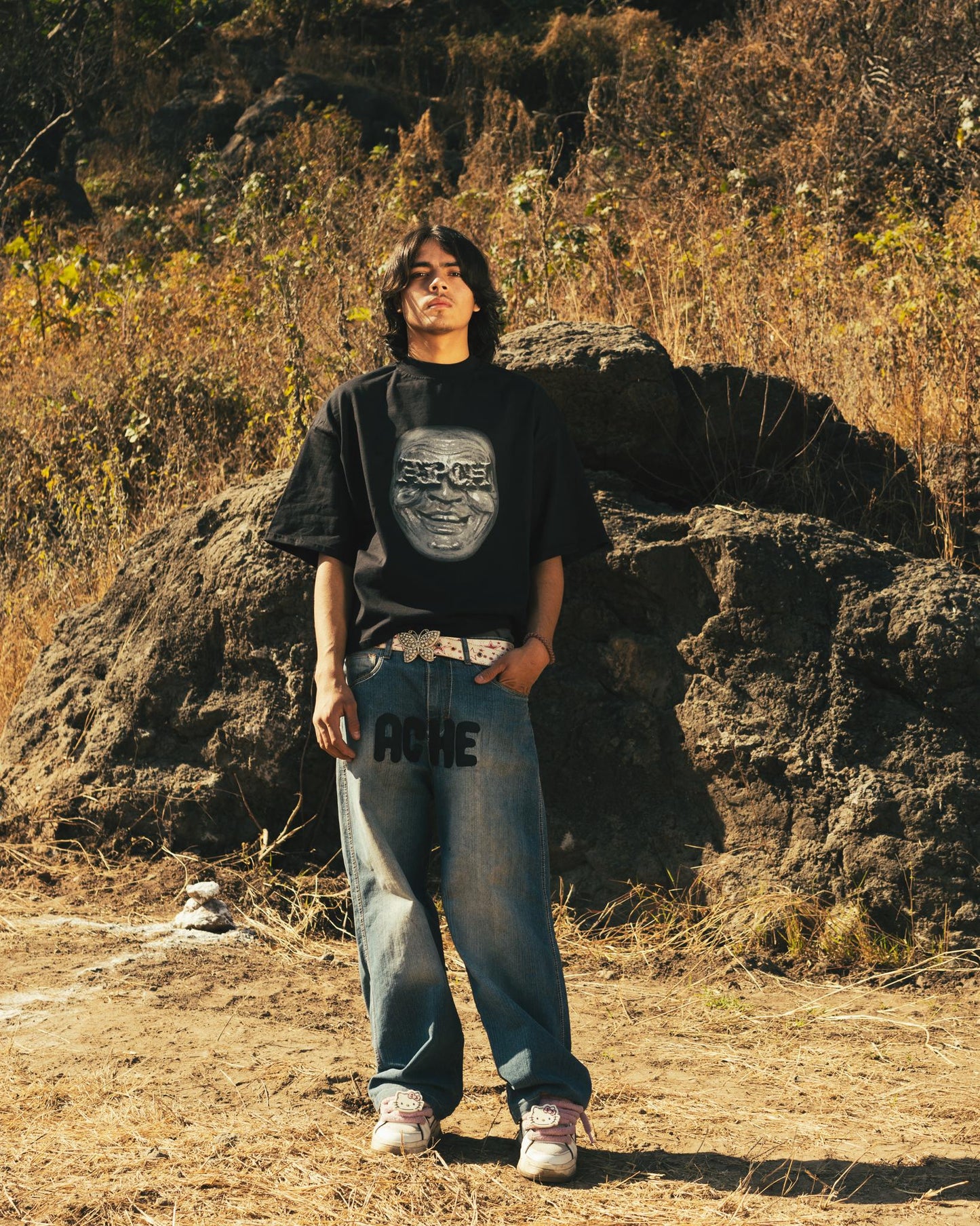 FACE PRINT BOXY FIT T SHIRT